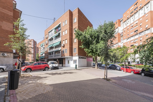 Building facades on a city block