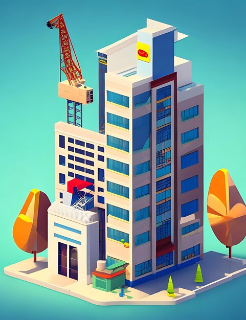 Building illustration design by AI generated