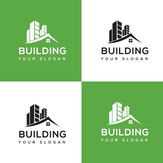 Photo building logo with line art style city building abstract for logo design inspiration and business c