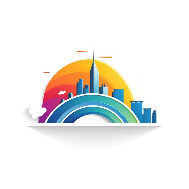 building logo with rainbow