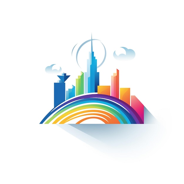 building logo with rainbow