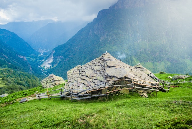 Building looking down mountain valley