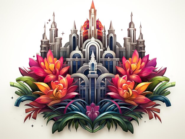 Photo building palace and flowers illustration