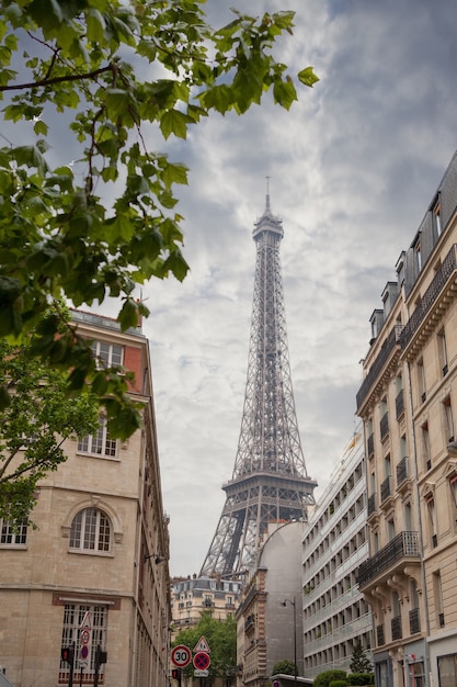 Building in Paris near Eiffel Tower, France