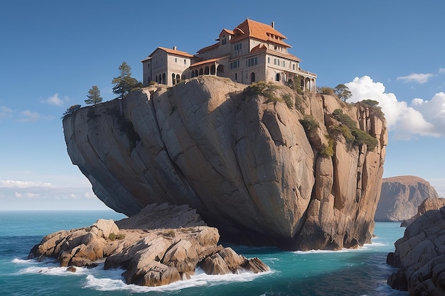 A building on a rock