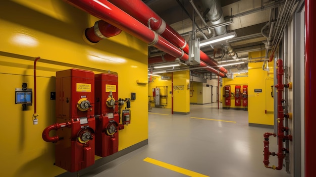 The building's fire protection system is designed to prevent fires and minimize their impact