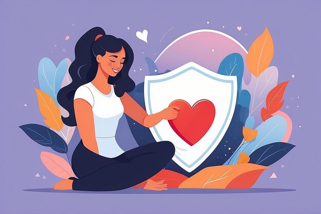 Строительство плоского векторного ремесла SelfLove Shield