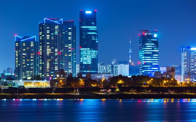 Building in Seoul city at night