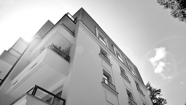 a building with balconies and balconies on the side.