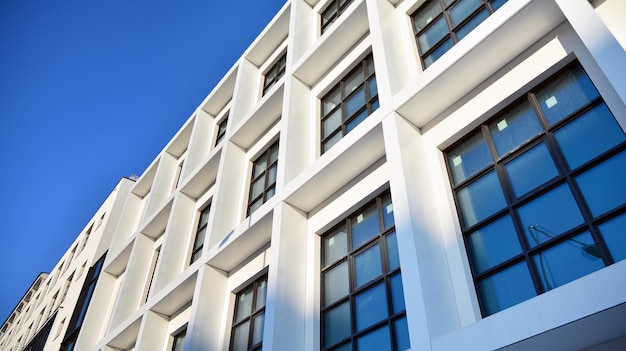 A building with a blue sky and a few windows