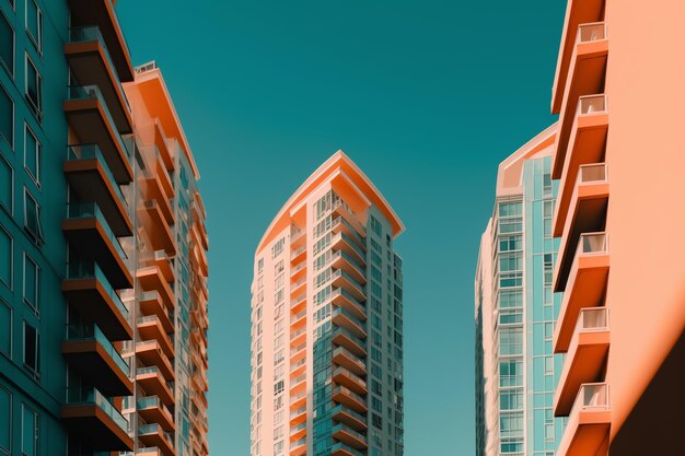 A building with a blue sky behind it