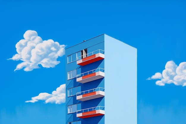 Здание с голубым небом