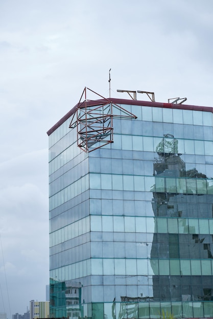 A building with a broken ladder on it