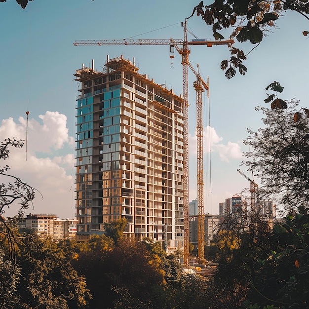 a building with a crane on the top of it