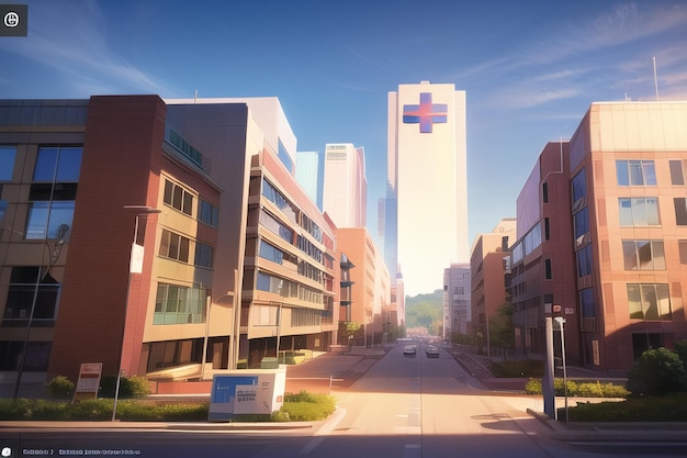 A building with a cross on it that says hospital on it