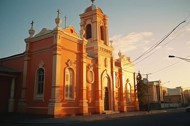 a building with a cross on the top of it