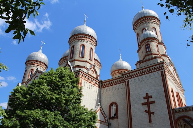 A building with domes and crosses
