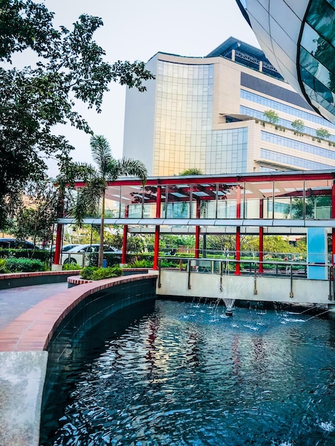 Photo a building with a glass front that says the word cafe on it