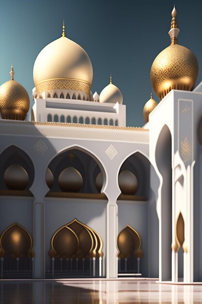 A building with gold domes and a blue sky