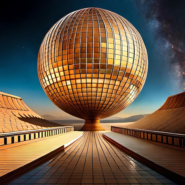 a building with a large sphere on the top of it