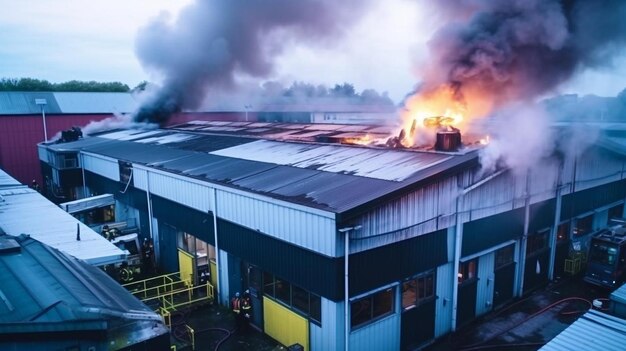 Photo a building with a lot of smoke coming out of it