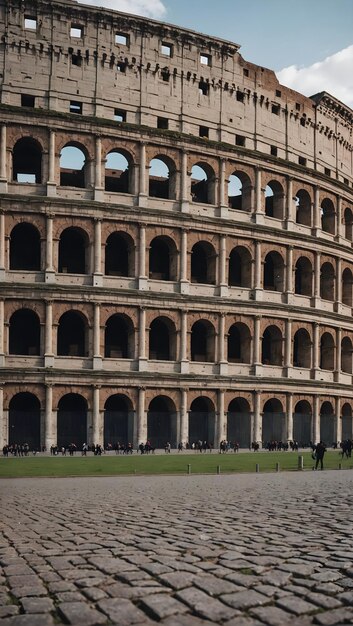 Photo a building with a lot of windows and a person walking in front of it