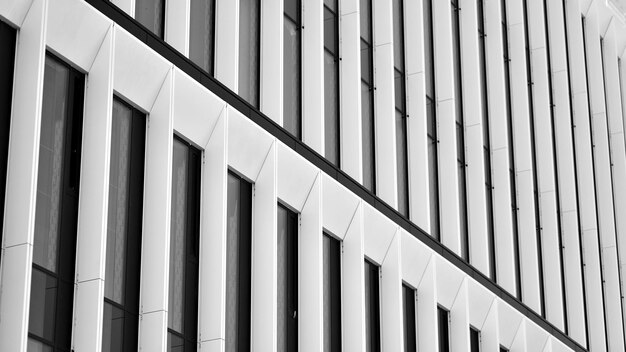 a building with many windows that are white and black