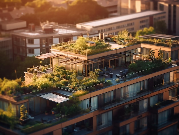 Building with a roof that has a roof that says green roof