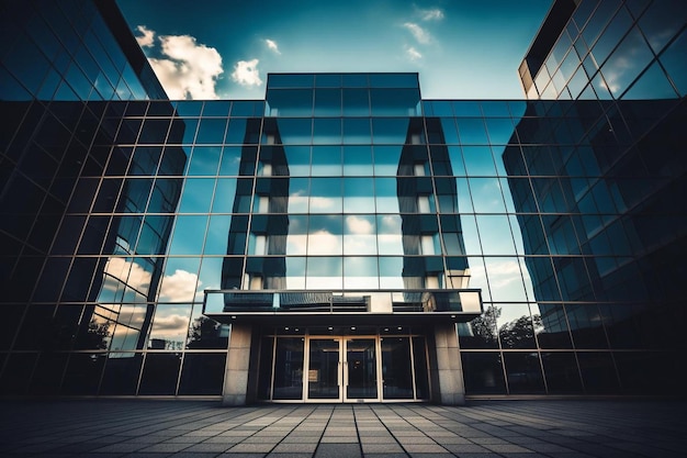 Foto un edificio con uno sfondo di cielo e nuvole