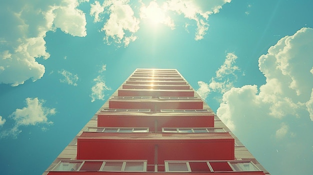 a building with a sky in the background