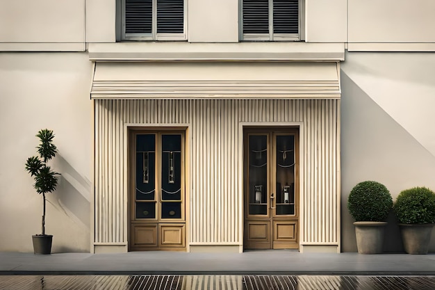 A building with a white awning that says'the word " on it