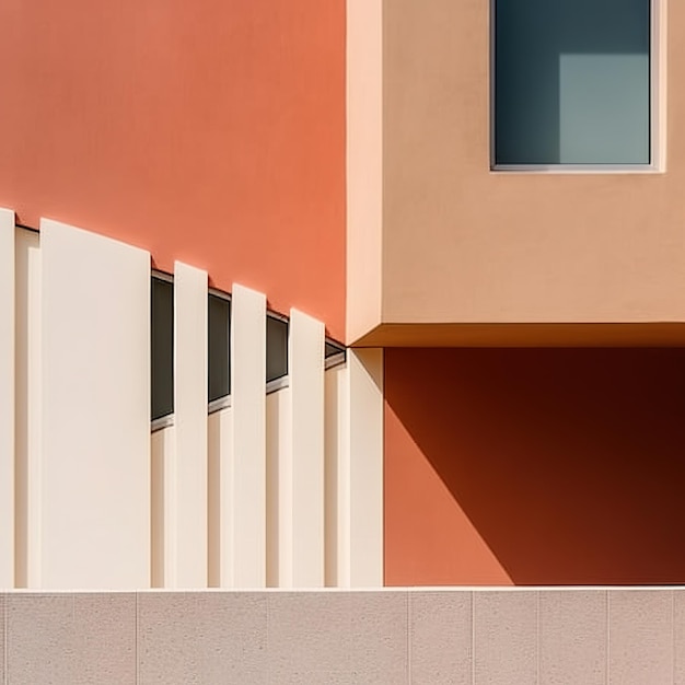 Photo a building with a white wall and a window that says 