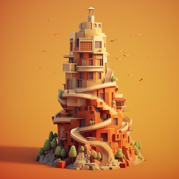 Premium AI Image | A building with a winding road going up it