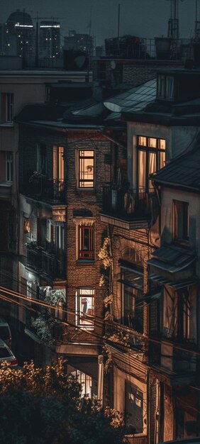 A building with a window and a plant on the top