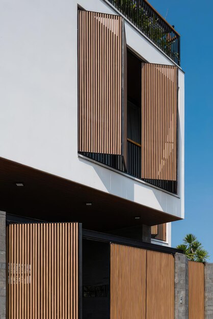 a building with a wooden exterior that has a balcony that says quot no one quot