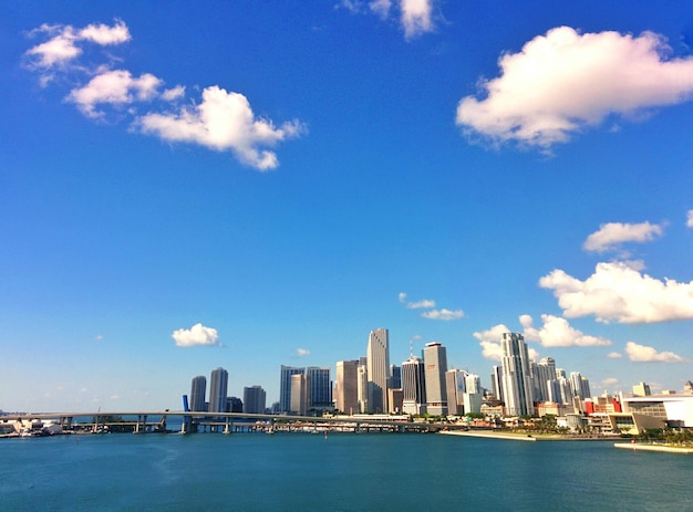 Buildings against cloudy sky