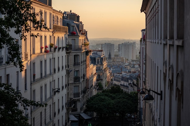 Buildings against sky during sunset