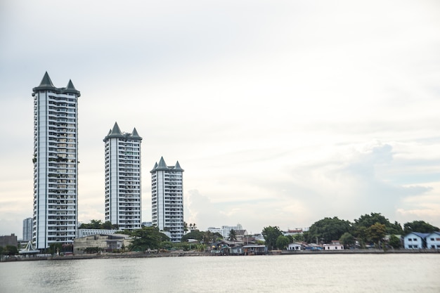 Buildings along the river.