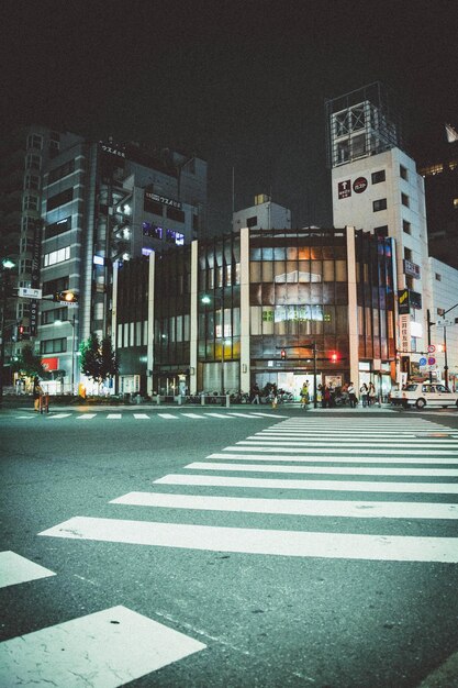 Buildings in a city at night