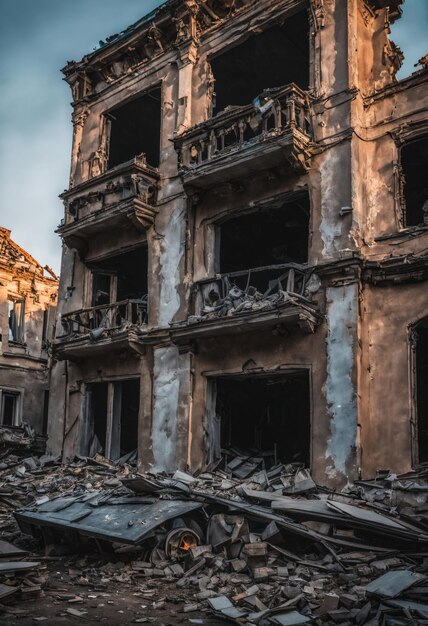 Фото Здания, разрушенные во время войны регенеративный ии акилесом орфеем