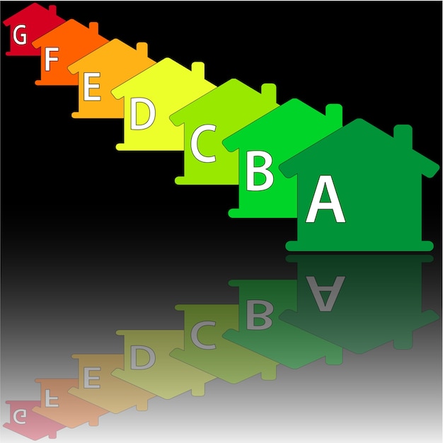 Buildings Energy Performance Scale. Energy efficiency. Vector