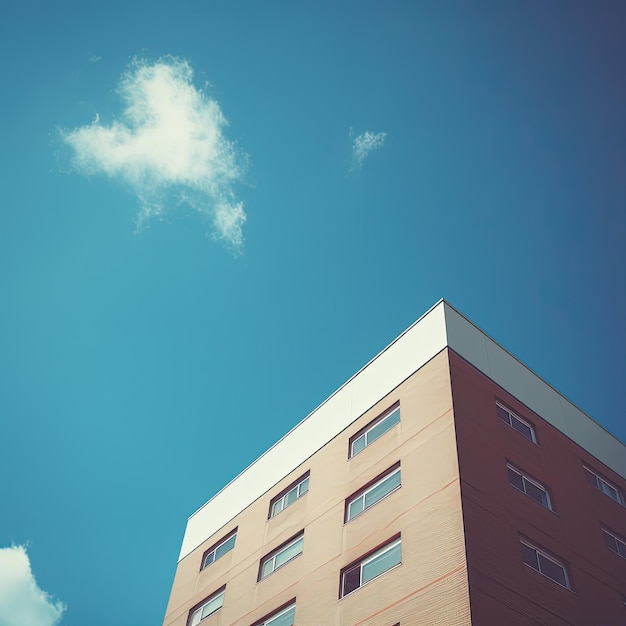 the buildings has a blue sky over them clean sky background minimalist imagery film