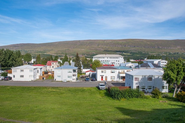 Buildings in town of Akureyri in Iceland