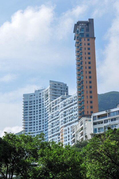 Photo buildings in the town and tourist attraction of stanley hong kong