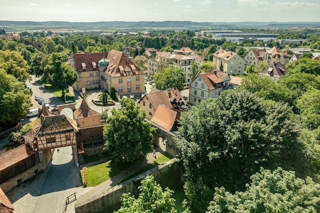 Buildings with medieval architecture in town