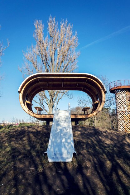 Built structure against blue sky on sunny day