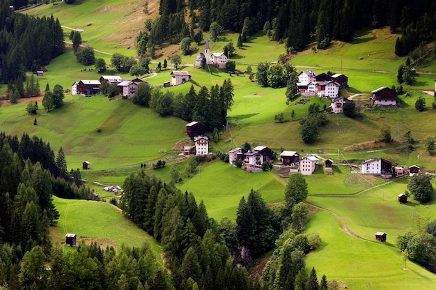 Built structures on countryside landscape