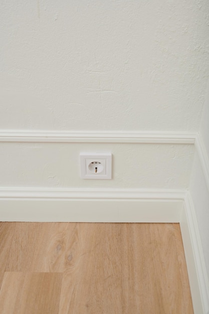 Builtin electrical sockets in the wall for connection to electricity part of the interior