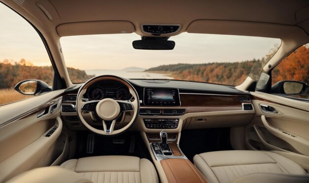 Builtin screen in the interior of a modern car