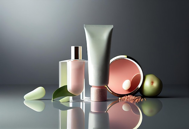 Buiscosmetica Natuurlijke cosmetica schoonheidsconcept Modern stilleven productfoto AI gegenereerd